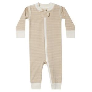 Quincy Mae Zip Long Sleeve Sleeper Footie || Tan and Cream Stripes 6-12 months